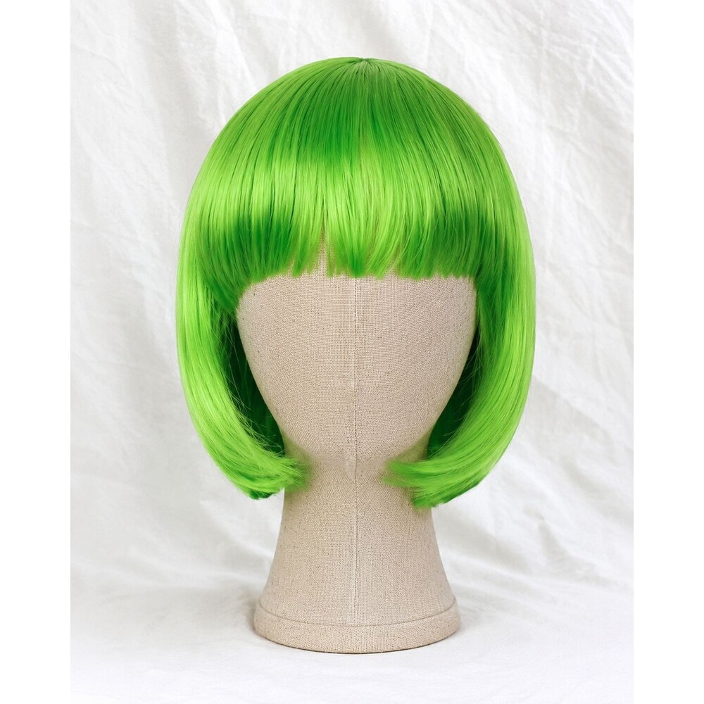 CiCy Neon Green Short Bob Wig with Bangs Halloween Cosplay Costume New